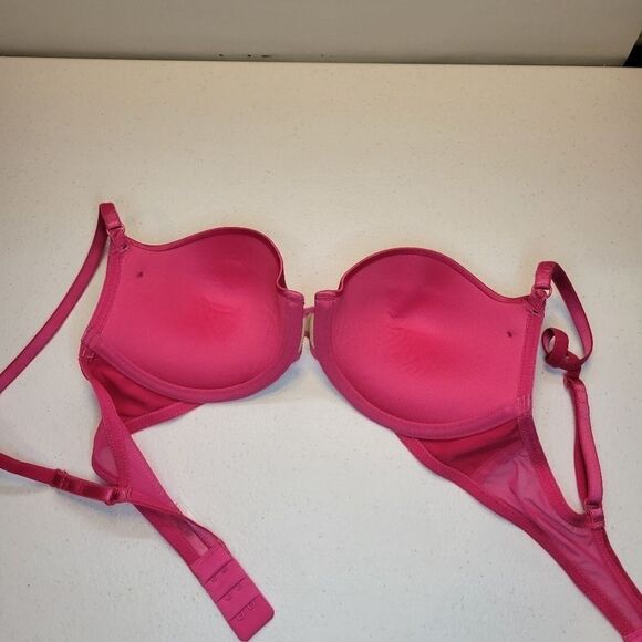 JEZEBEL Y2K Hot Pink Padded Underwire Bra 34C Faux Zipper Cups - Picture 8 of 12